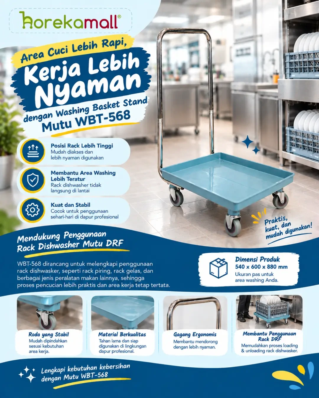 Area Cuci Lebih Rapi, Kerja Lebih Nyaman dengan Washing Basket Stand Mutu WBT-568