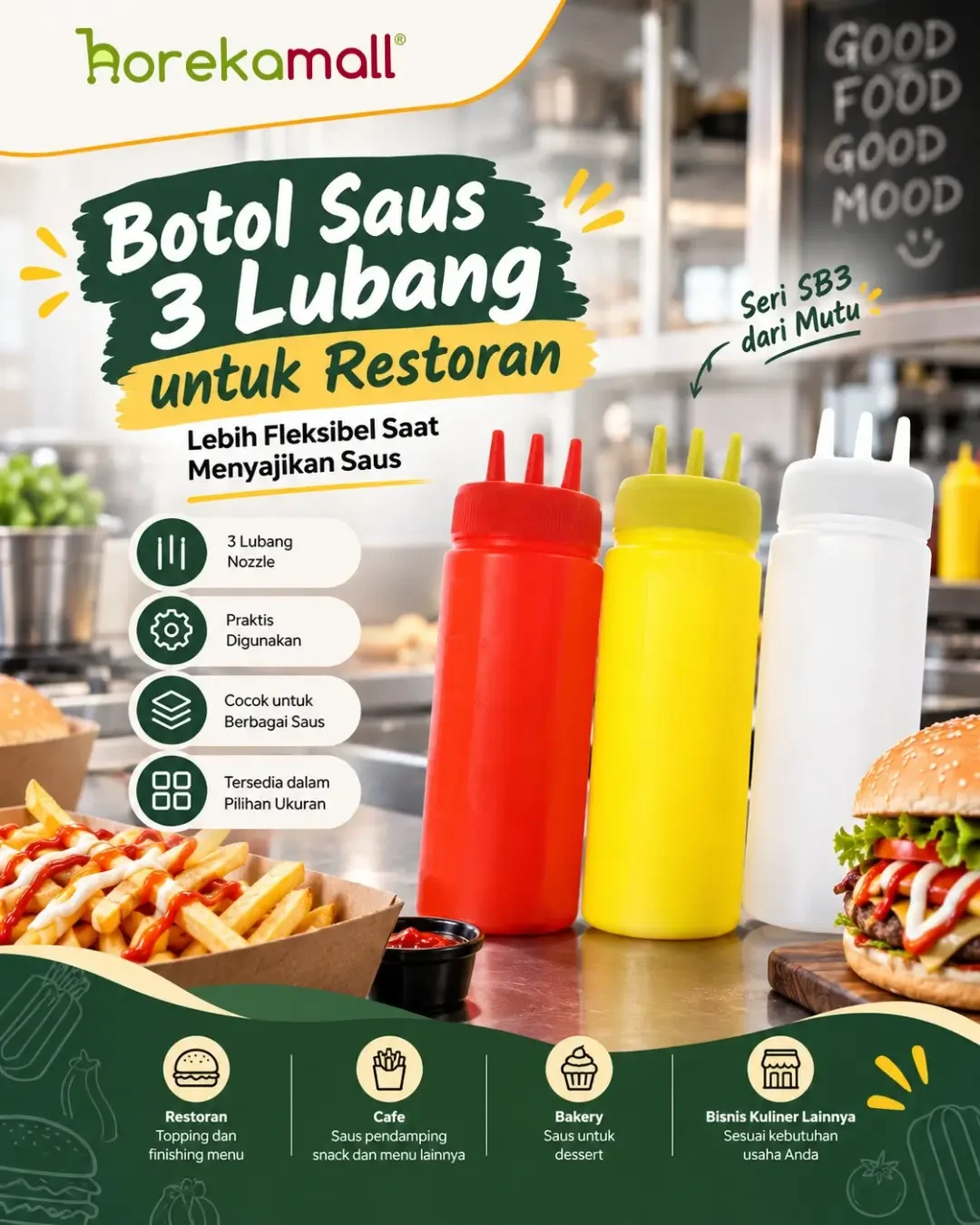 Botol Saus 3 Lubang untuk Restoran: Lebih Fleksibel Saat Menyajikan Saus