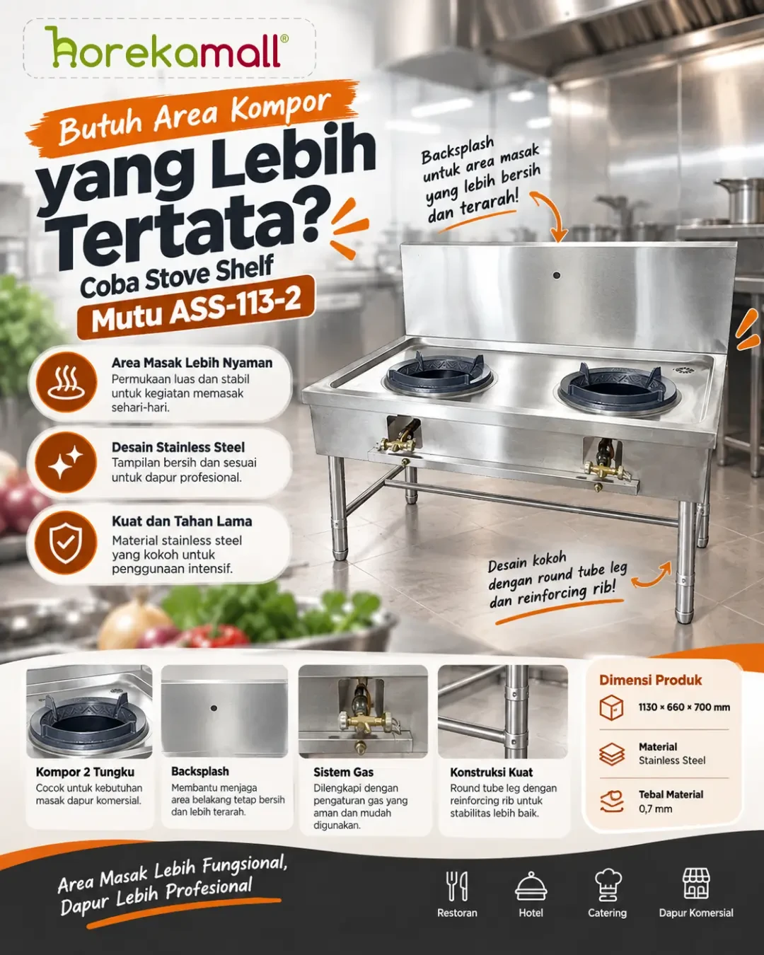 Butuh Area Kompor yang Lebih Tertata? Coba Stove Shelf Mutu ASS-113-2