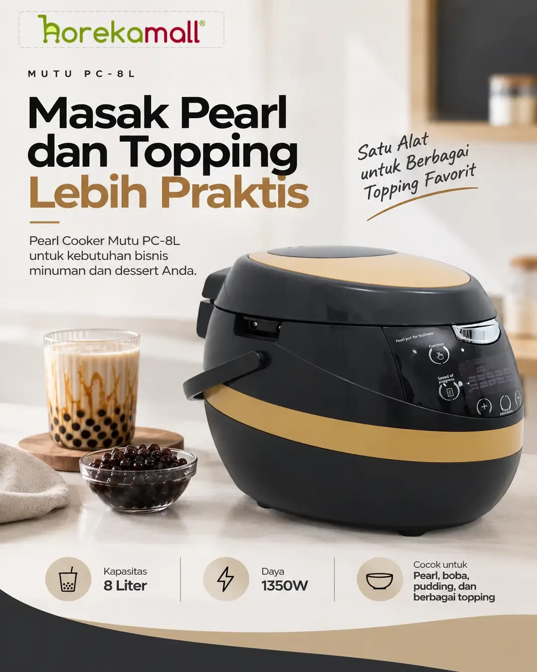 Masak Pearl dan Topping Lebih Praktis dengan Pearl Cooker Mutu PC-8L