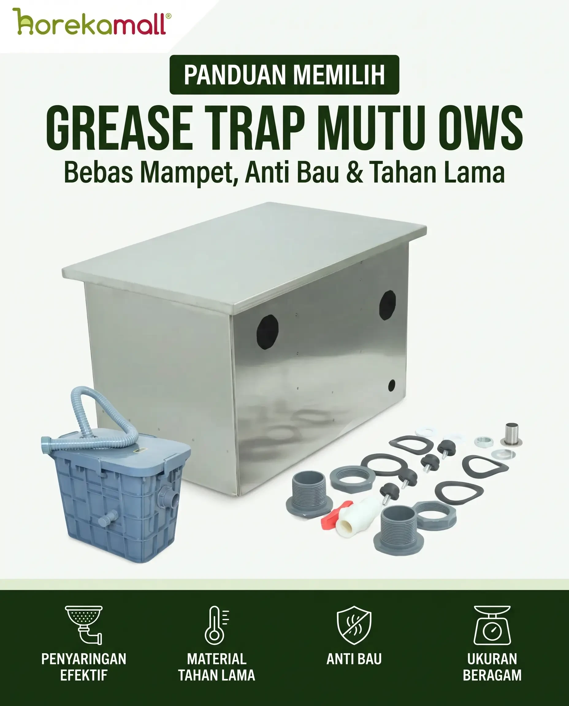 Solusi Saluran Dapur Bebas Mampet: Panduan Memilih Grease Trap Stainless & Plastik Mutu OWS