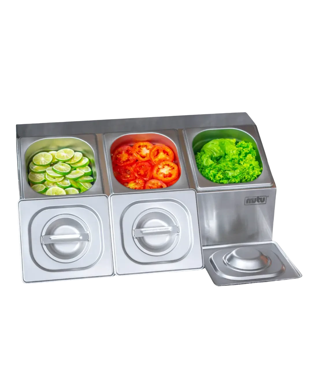 Ingredient Bin Stainless 3 Kompartemen Food Pan Set Wadah Condiment Dispenser Bumbu Dapur | Mutu CMD-3 - 4460