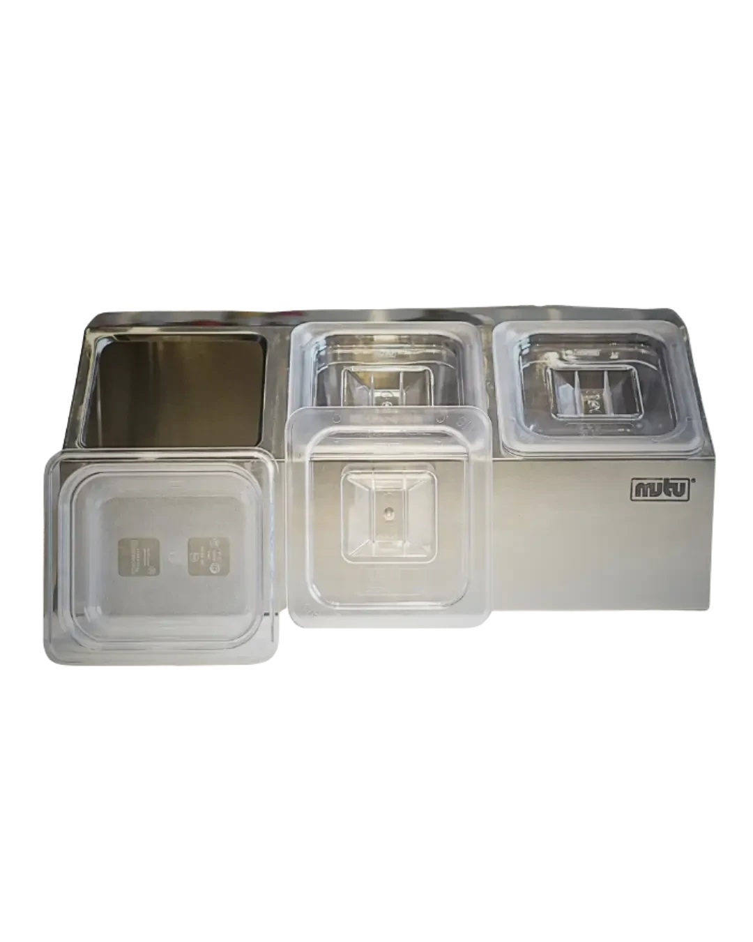 Ingredient Bin Stainless 3 Kompartemen Tray Polycarbonate Wadah Bumbu Praktis | Mutu CMD-3PC - 4480