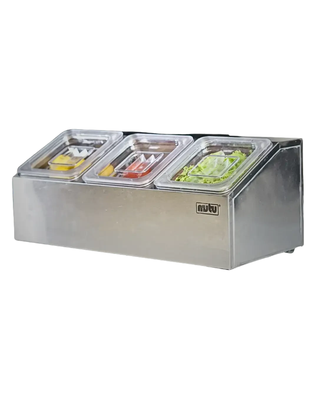 Ingredient Bin Stainless 3 Kompartemen Tray Polycarbonate Wadah Bumbu Praktis | Mutu CMD-3PC - 4481