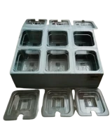 Salad Station Stainless 6 Kompartemen Tray Plastik Food Prep | Mutu CMD-32PC - 4479