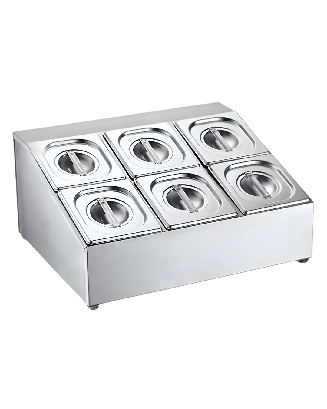 Salad Station Stainless Food Prep Serving Tray Condiment Dispenser Tempat Bumbu | Mutu CMD-32 - 4455