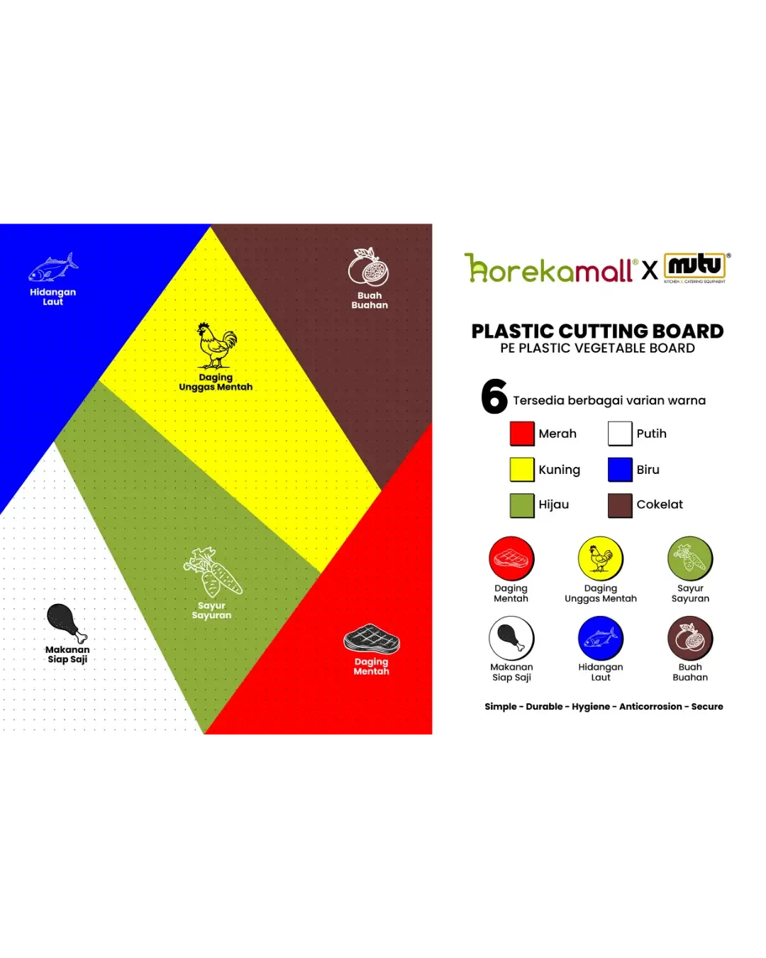 Talenan Plastik Hijau Jumbo Cutting Board Profesional 60x40cm Tebal 3cm | Mutu PCB-6430GR - 3418