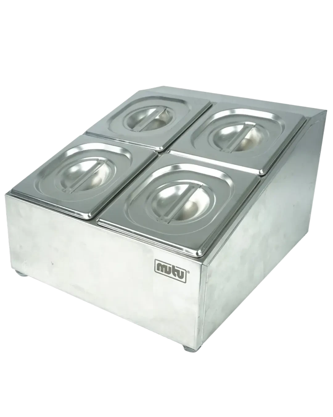 Topping Bar Stainless 4 Kompartemen Food Pan Display Bumbu Condiment Dispenser | Mutu CMD-22 - 4449