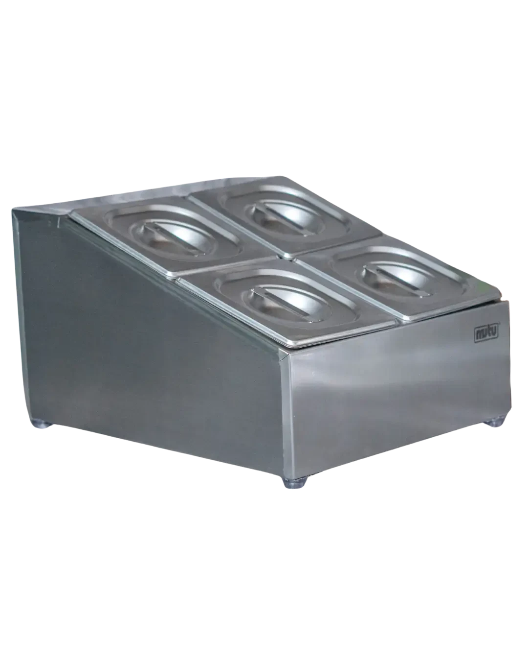 Topping Bar Stainless 4 Kompartemen Food Pan Display Bumbu Condiment Dispenser | Mutu CMD-22 - 4450