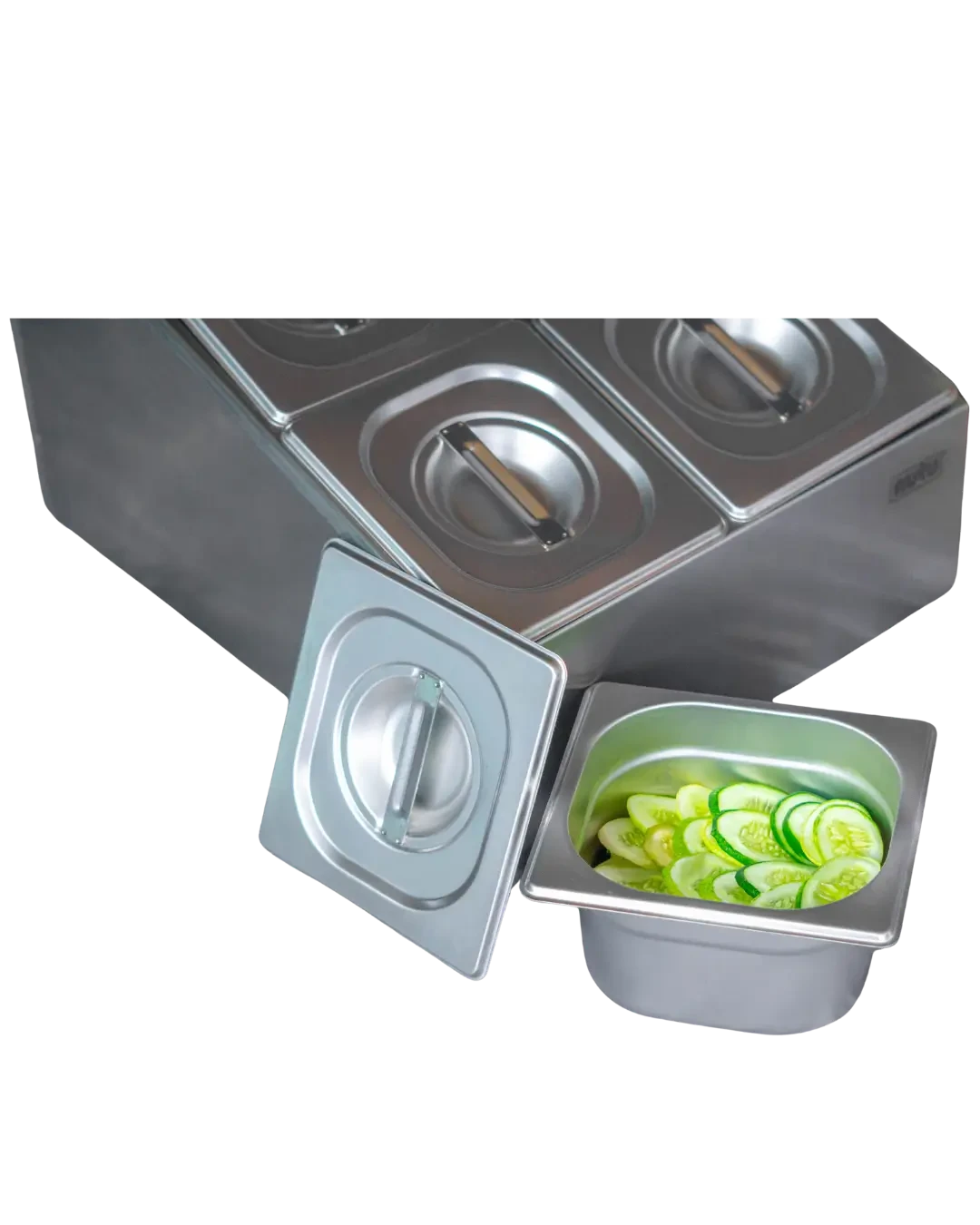 Topping Bar Stainless 4 Kompartemen Food Pan Display Bumbu Condiment Dispenser | Mutu CMD-22 - 4451