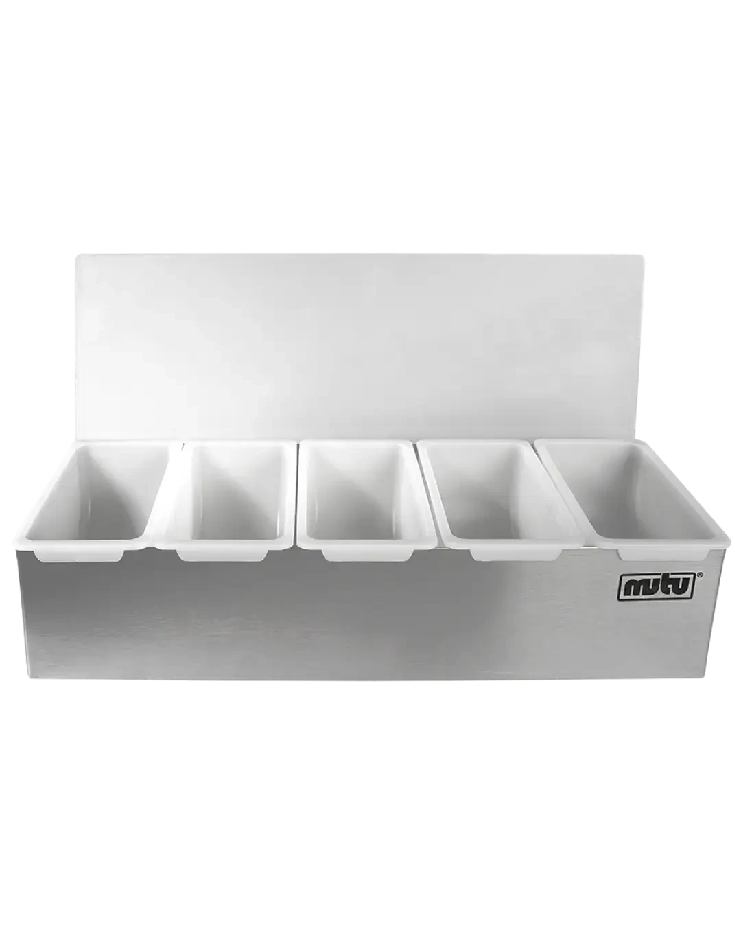 Topping Tray Stainless Tutup Transparan Penyajian Tempat Bumbu Condiment Holder | Mutu CMH-5 - 4502
